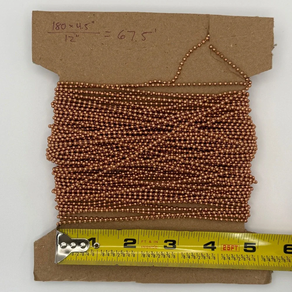 67ft‎ Bulk 2mm Copper Ball Chain Spool for Jewelry Making and Crafts